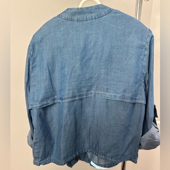 NWT DEX moto style light jacket blue wash size L - Picture 3 of 5